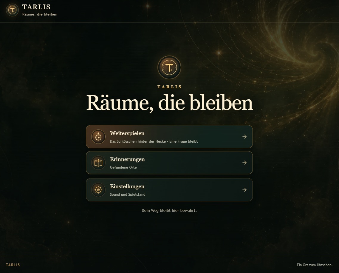 TARLIS – Räume, die bleiben: Startseite der Webanwendung · Desktop